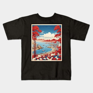 Busan South Korea Travel Tourism Retro Vintage Art Kids T-Shirt